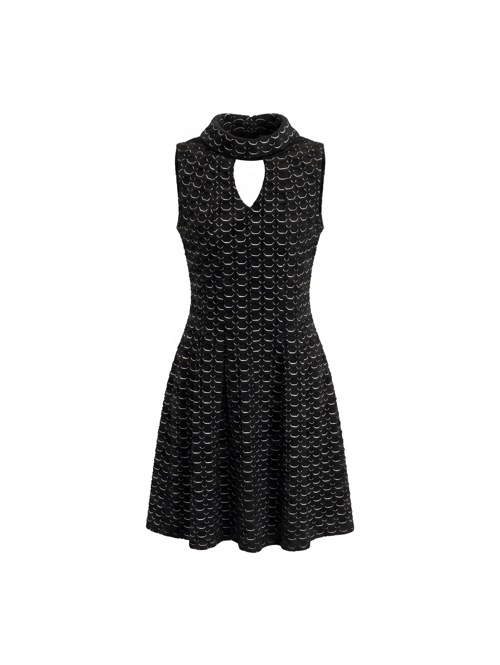 Taylor Black Sleeveless Keyhole Fit-and-Flare Dress